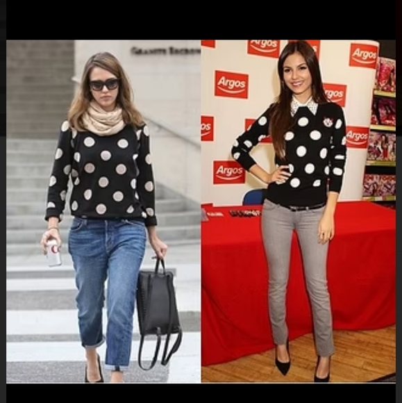 Armani Jeans Fitted Black & White Polka Dot Sweater Medium - Picture 1 of 9